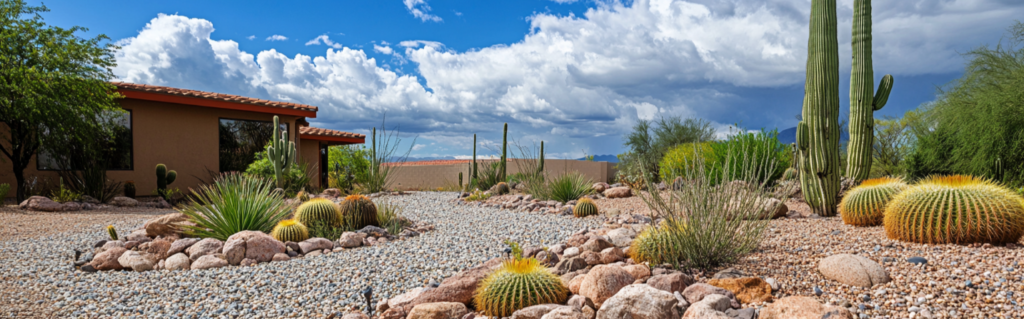 Xeriscape garden after weed control best practices applied successfully