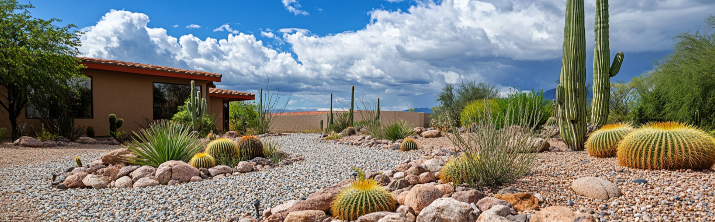 Xeriscape garden after weed control best practices applied successfully